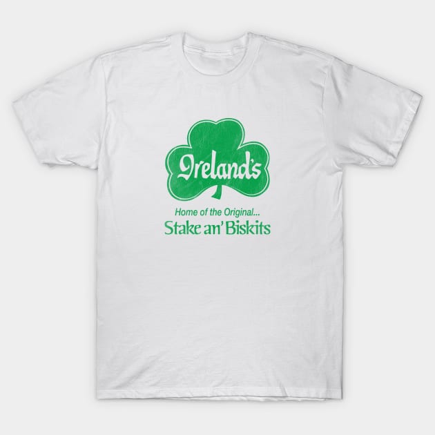 Ireland's Restaurant Green Worn T-Shirt by Wright Art